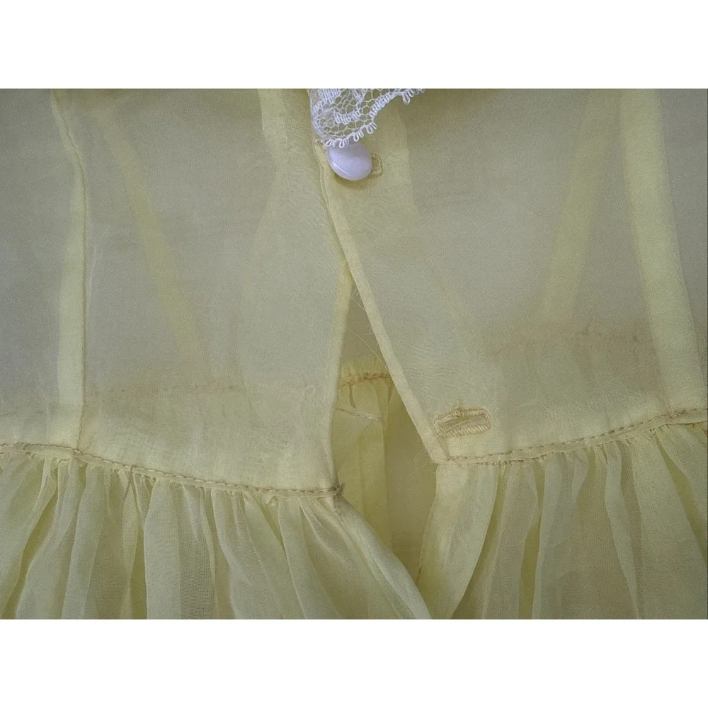 Vintage Toddler Girls‎ Yellow Sheer Dress Lace Ruffle 18-24M 2T Easter Party